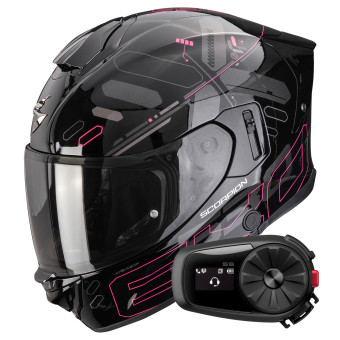 Casque Integral Scorpion Exo 530 Air Fond Black Pink + Kit Bluetooth 5S Solo Casque Integral Scorpion Exo 530 Air Fond Black Pink + Kit Bluetooth 5S Solo