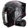 Casque Integral Scorpion Exo 530 Air Fond Black Pink + Kit Bluetooth 5S Solo