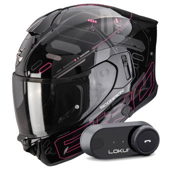 Integral Scorpion Exo 530 Air Fond Black Pink + Kit Bluetooth Lokui K30