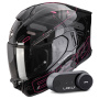 Casque Integral Scorpion Exo 530 Air Fond Black Pink + Kit Bluetooth Lokui K30