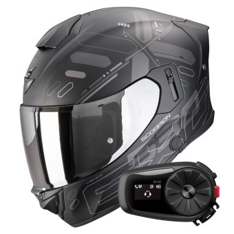 Casque Integral Scorpion Exo 530 Air Fond Matt Black Silver + Kit Bluetooth 5S Solo Casque Integral Scorpion Exo 530 Air Fond Matt Black Silver + Kit Bluetooth 5S Solo