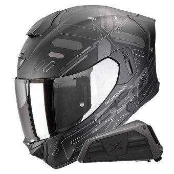 Casque Integral Scorpion Exo 530 Air Fond Matt Black Silver + Kit bluetooth Exo-Com Link-1 Casque Integral Scorpion Exo 530 Air Fond Matt Black Silver + Kit bluetooth Exo-Com Link-1