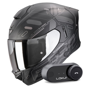 Integral Scorpion Exo 530 Air Fond Matt Black Silver + Kit Bluetooth Lokui K30