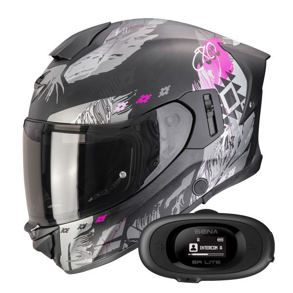 Integral Scorpion Exo 530 Air Hadji Matt Black Pink +  Kit bluetooth 5R Lite