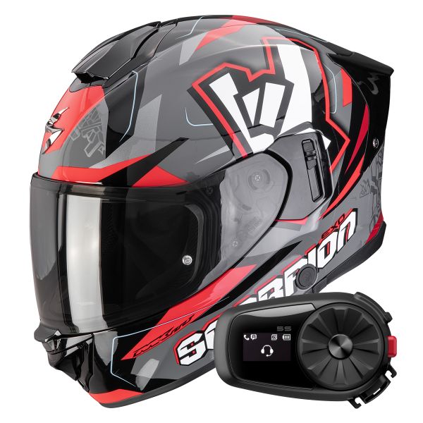 Integral Scorpion Exo 530 Air Rok Grey Black Red + Kit Bluetooth 5S Solo