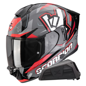 Casque Integral Scorpion Exo 530 Air Rok Grey Black Red + Kit bluetooth Exo-Com Link-1 Casque Integral Scorpion Exo 530 Air Rok Grey Black Red + Kit bluetooth Exo-Com Link-1
