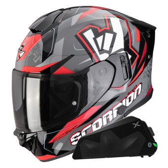 Casque Integral Scorpion Exo 530 Air Rok Grey Black Red + Kit bluetooth Exo-Com Link-1C Casque Integral Scorpion Exo 530 Air Rok Grey Black Red + Kit bluetooth Exo-Com Link-1C