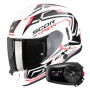 Casque Integral Scorpion Exo 530 Air Slope White Black Red + Kit Bluetooth 5S Solo