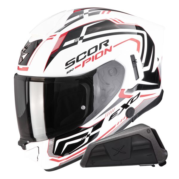 Integral Scorpion Exo 530 Air Slope White Black Red + Kit bluetooth Exo-Com Link-1