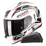 Casque Integral Scorpion Exo 530 Air Slope White Black Red + Kit bluetooth Exo-Com Link-1
