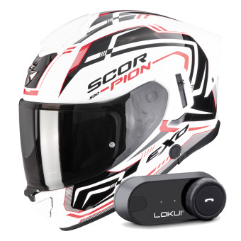 Integral Scorpion Exo 530 Air Slope White Black Red + Kit Bluetooth Lokui K30