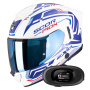 Casque Integral Scorpion Exo 530 Air Slope White Blue Red + Kit bluetooth 5R Lite