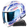 Casque Integral Scorpion Exo 530 Air Slope White Blue Red + Kit bluetooth Exo-Com Link-1