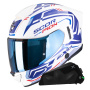 Casque Integral Scorpion Exo 530 Air Slope White Blue Red + Kit bluetooth Exo-Com Link-1C
