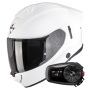 Casque Integral Scorpion Exo 530 Air Solid White + Kit Bluetooth 5S Solo