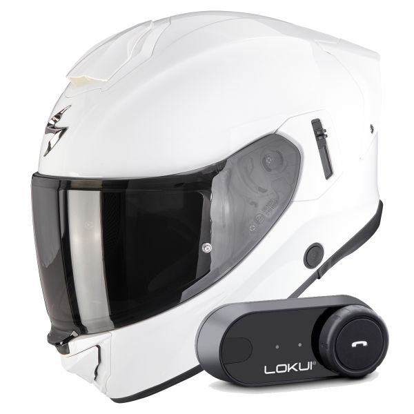 Integral Scorpion Exo 530 Air Solid White + Kit Bluetooth Lokui K30