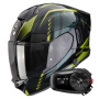 Casque Integral Scorpion Exo 530 Air Theras Black Green + Kit Bluetooth 5S Solo