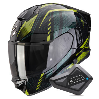 Casque Integral Scorpion Exo 530 Air Theras Black Green + Kit Bluetooth BT Mini Casque Integral Scorpion Exo 530 Air Theras Black Green + Kit Bluetooth BT Mini