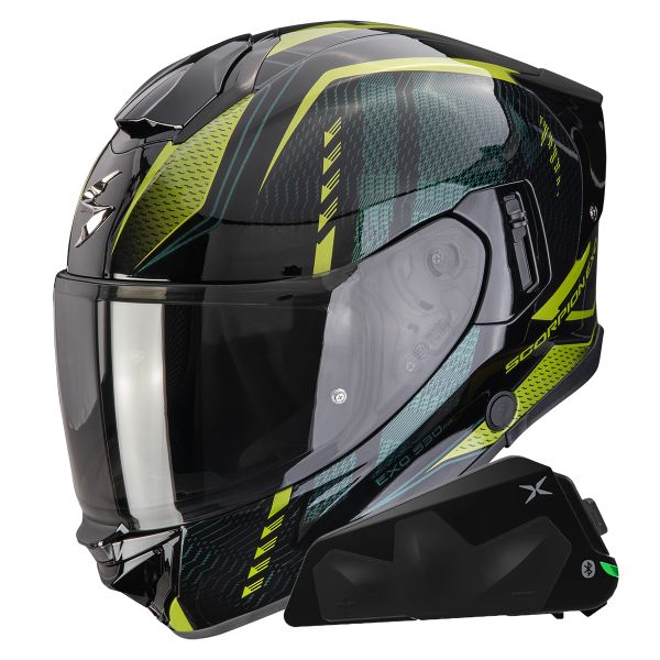 Integral Scorpion Exo 530 Air Theras Black Green + Kit bluetooth Exo-Com Link-1C
