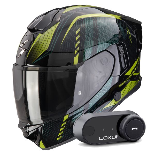 Integral Scorpion Exo 530 Air Theras Black Green + Kit Bluetooth Lokui K30