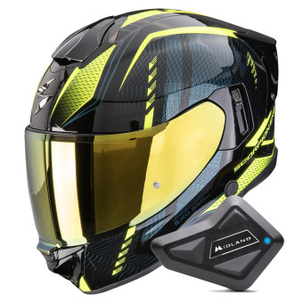 Casque Integral Scorpion Exo 530 Air Theras Black Neon Yellow + Kit Bluetooth BT Mini Casque Integral Scorpion Exo 530 Air Theras Black Neon Yellow + Kit Bluetooth BT Mini