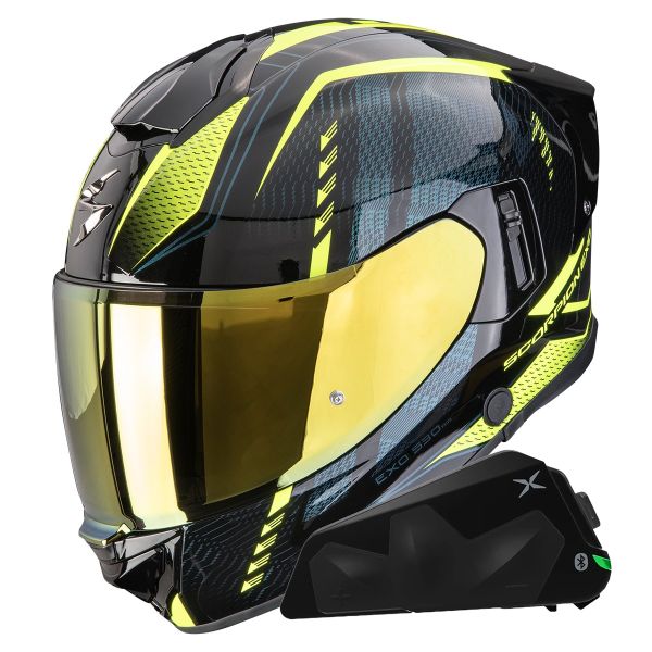 Integral Scorpion Exo 530 Air Theras Black Neon Yellow + Kit bluetooth Exo-Com Link-1C