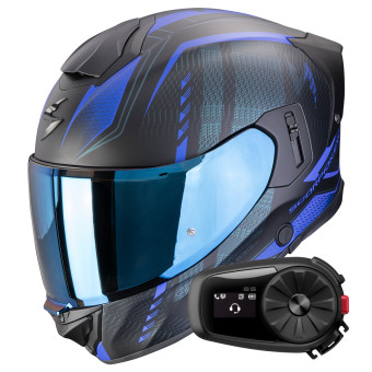Casque Integral Scorpion Exo 530 Air Theras Matt Black Blue + Kit Bluetooth 5S Solo Casque Integral Scorpion Exo 530 Air Theras Matt Black Blue + Kit Bluetooth 5S Solo