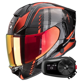 Casque Integral Scorpion Exo 530 Air Theras Metal Black Red + Kit Bluetooth 5S Solo Casque Integral Scorpion Exo 530 Air Theras Metal Black Red + Kit Bluetooth 5S Solo