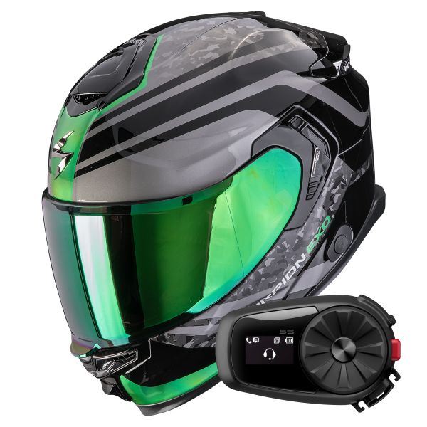 Integral Scorpion Exo GT SP Air Arten Black Green + Kit Bluetooth 5S Solo
