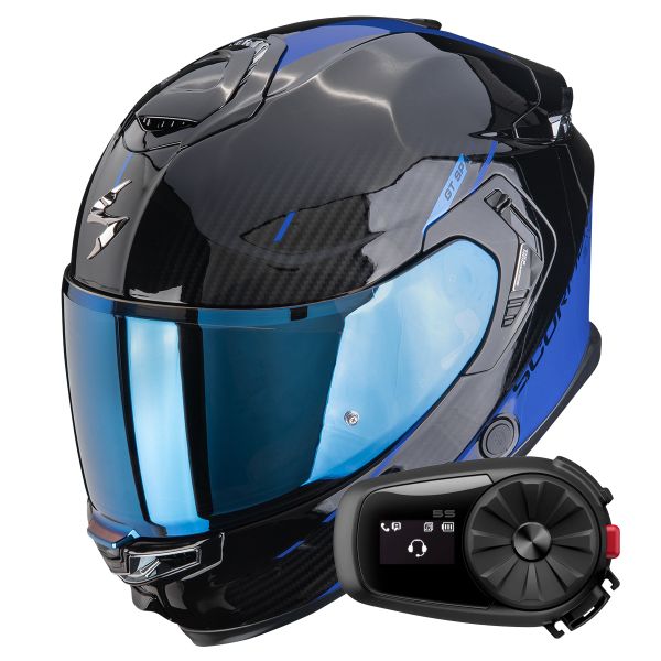 Integral Scorpion Exo GT SP Air Asphalt Black Blue + Kit Bluetooth 5S Solo