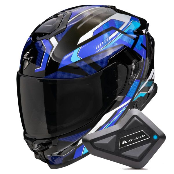 Integral Scorpion Exo GT SP Air Augusta Black Grey Blue + Kit Bluetooth BT Mini