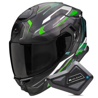 Casque Integral Scorpion Exo GT SP Air Augusta Black Grey Green + Kit Bluetooth BT Mini Casque Integral Scorpion Exo GT SP Air Augusta Black Grey Green + Kit Bluetooth BT Mini