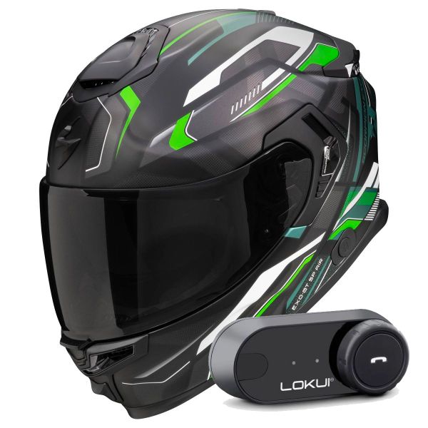 Integral Scorpion Exo GT SP Air Augusta Black Grey Green + Kit Bluetooth Lokui K30