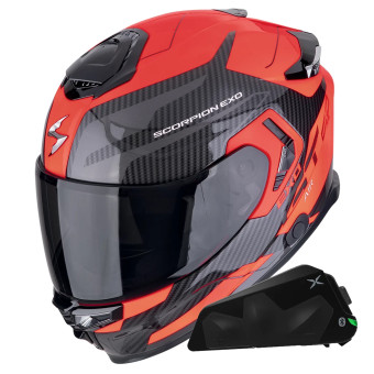 Integral Scorpion Exo GT SP Air Flex Black Red Fluo + Kit bluetooth Exo-Com Link-1C