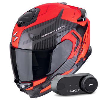 Integral Scorpion Exo GT SP Air Flex Black Red Fluo + Kit Bluetooth Lokui K30