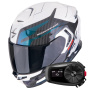 Casque Integral Scorpion Exo GT SP Air Flex White Chameleon + Kit Bluetooth 5S Solo