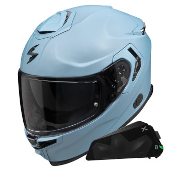 Casque Integral Scorpion Exo GT SP Air Solid Celestial Blue Mat + Kit bluetooth Exo-Com Link-1C Casque Integral Scorpion Exo GT SP Air Solid Celestial Blue Mat + Kit bluetooth Exo-Com Link-1C