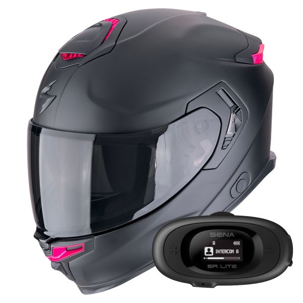 Integral Scorpion Exo GT SP Air Solid Matt Black Pink + Kit bluetooth 5R Lite Solo Integral Scorpion Exo GT SP Air Solid Matt Black Pink + Kit bluetooth 5R Lite Solo