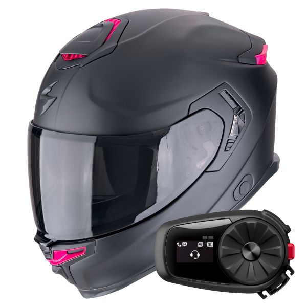 Integral Scorpion Exo GT SP Air Solid Matt Black Pink + Kit Bluetooth 5S Solo Integral Scorpion Exo GT SP Air Solid Matt Black Pink + Kit Bluetooth 5S Solo