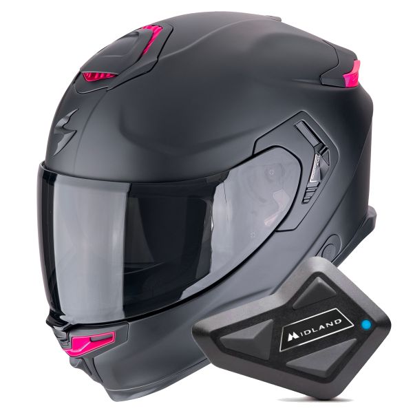 Integral Scorpion Exo GT SP Air Solid Matt Black Pink + Kit Bluetooth BT Mini Integral Scorpion Exo GT SP Air Solid Matt Black Pink + Kit Bluetooth BT Mini