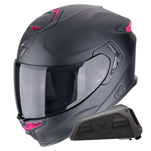 Integral Scorpion Exo GT SP Air Solid Matt Black Pink + Kit bluetooth Exo-Com Link-1 Integral Scorpion Exo GT SP Air Solid Matt Black Pink + Kit bluetooth Exo-Com Link-1