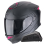 Casque Integral Scorpion Exo GT SP Air Solid Matt Black Pink + Kit bluetooth Exo-Com Link-1