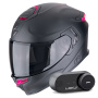 Casque Integral Scorpion Exo GT SP Air Solid Matt Black Pink + Kit Bluetooth Lokui K30