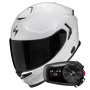 Casque Integral Scorpion Exo GT SP Air Solid White Pearl + Kit Bluetooth 5S Solo