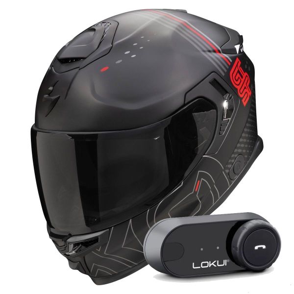 Integral Scorpion Exo GT SP Air Techlane Black Mat Grey Red + Kit Bluetooth Lokui K30