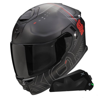 Integral Scorpion Exo GT SP Air Techlane Mat Grey Red + Kit bluetooth Exo-Com Link-1C