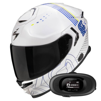 Integral Scorpion Exo GT SP Air Techlane White Blue Yellow fluo + Kit bluetooth 5R Lite