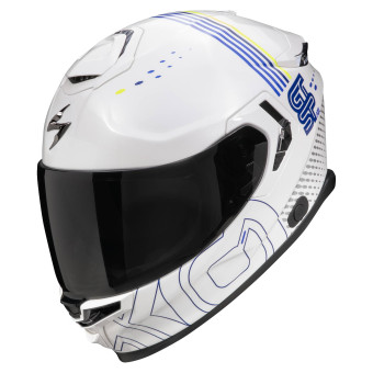 Scorpion Exo GT SP Air Techlane White Blue Yellow fluo + Kit Bluetooth 5S Solo