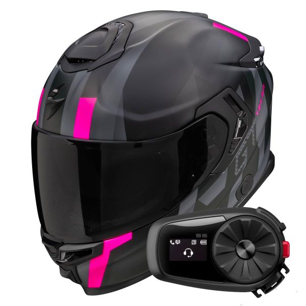 Integral Scorpion Exo GT SP Air Touradven Black Mat Pink + Kit Bluetooth 5S Solo