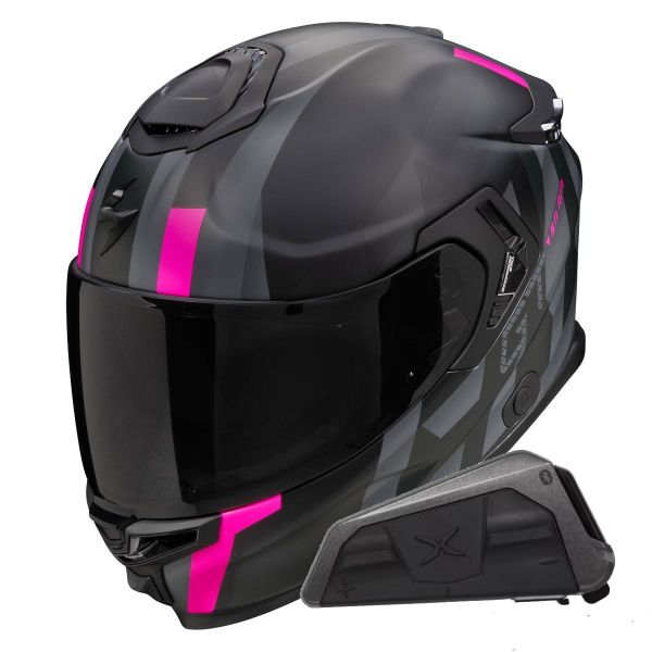 Integral Scorpion Exo GT SP Air Touradven Black Mat Pink + Kit bluetooth Exo-Com Link-1